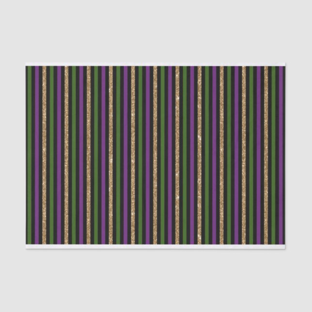 BLACK PURPLE GREEN GOLD MARDI GRAS STRIPES TISSUE PAPER (Front)
