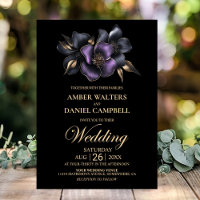Black Purple Grey Floral Wedding