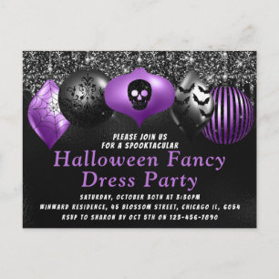 Black Purple Halloween Ornaments Fancy Dress Party Postcard