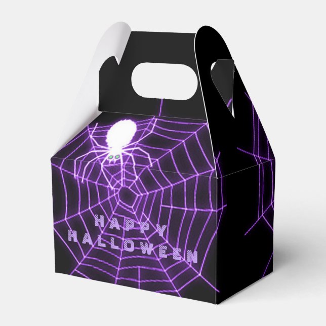 Black & Purple Halloween Spider Web Favour Box (Front Side)