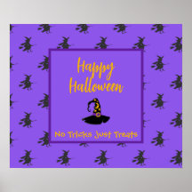 Black purple Halloween witches hat broomstick