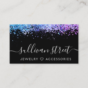 Black Purple Holographic Glitter Jewellery Boutiqu Business Card