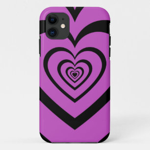 Black Purple Hypnotic Heart Love Pattern iPhone 11 Case