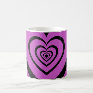 Black Purple Hypnotic Heart Love Pattern Coffee Mug