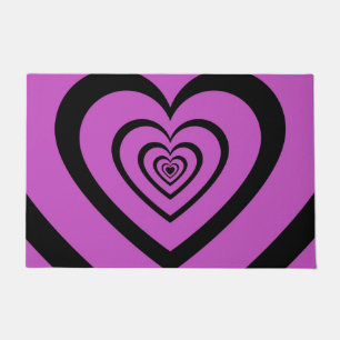 Black Purple Hypnotic Heart Love Pattern Doormat