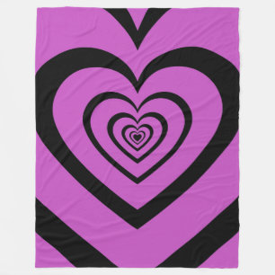 Black Purple Hypnotic Heart Love Pattern Fleece Blanket