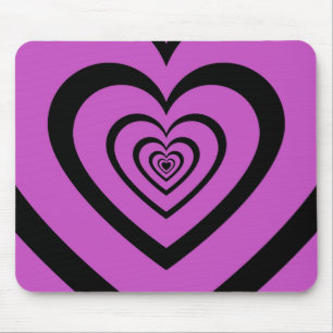 Black Purple Hypnotic Heart Love Pattern Mouse Mat