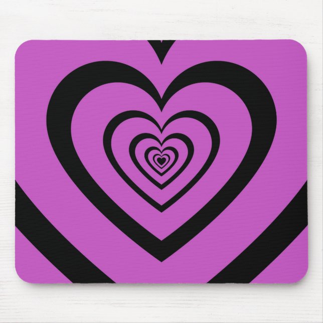 Black Purple Hypnotic Heart Love Pattern Mouse Mat (Front)