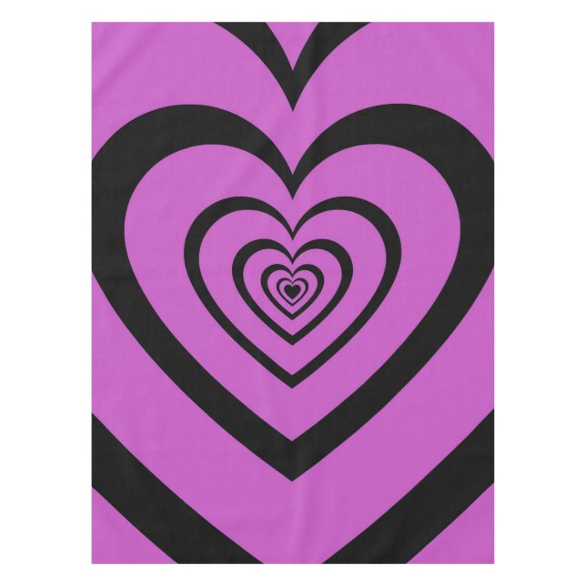 Black Purple Hypnotic Heart Love Pattern Tablecloth (Front)