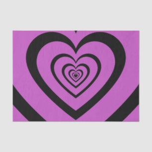 Black Purple Hypnotic Heart Love Pattern Tissue Paper