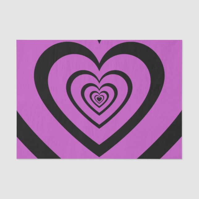 Black Purple Hypnotic Heart Love Pattern Tissue Paper (Front)