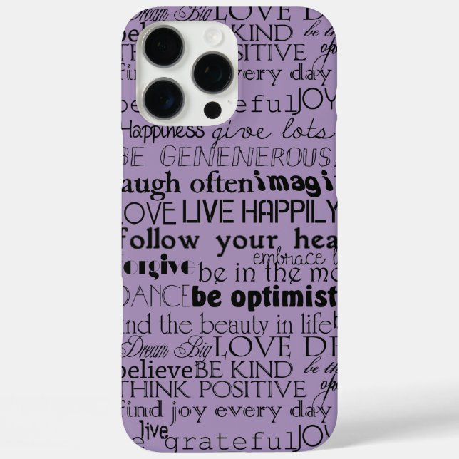 Black Purple Inspirational Words Christmas Case-Mate iPhone Case (Back)