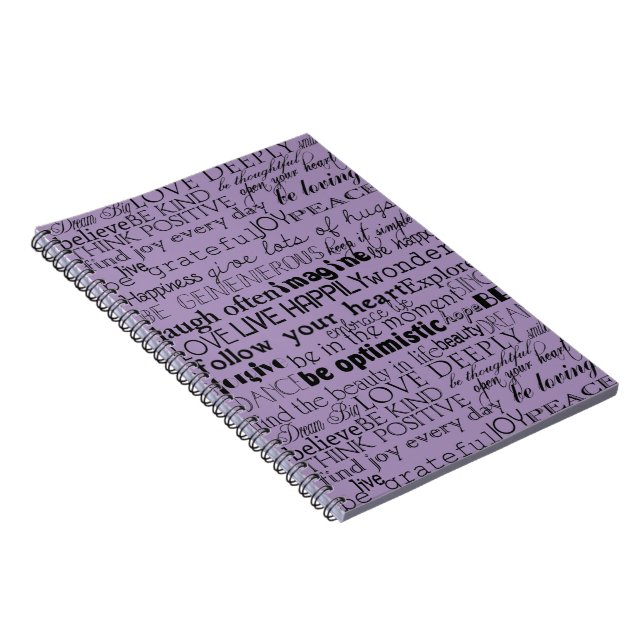 Black Purple Inspirational Words Christmas Notebook (Right Side)