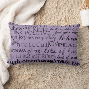 Black Purple Inspirational Words Lumbar Cushion