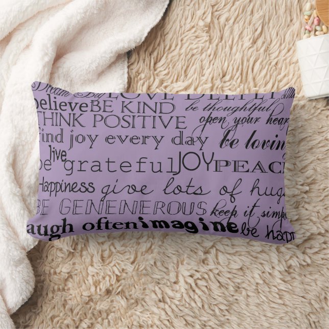 Black Purple Inspirational Words Lumbar Cushion (Blanket)