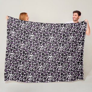 Black Purple Leopard Print Fleece Blanket