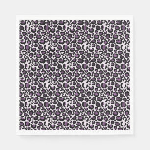Black Purple Leopard Print Napkin