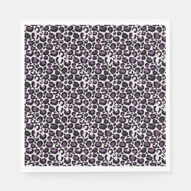 Black Purple Leopard Print Napkin (Front)