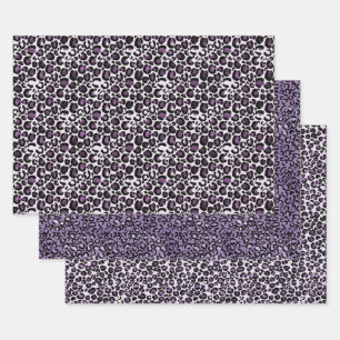 Black Purple Leopard Print Wrapping Paper Sheet