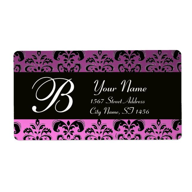 BLACK PURPLE  LILAC DAMASK MONOGRAM (Front)
