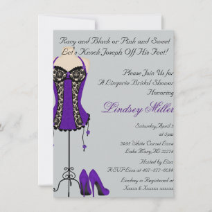 Black & Purple Lingerie Bridal Shower Invitation