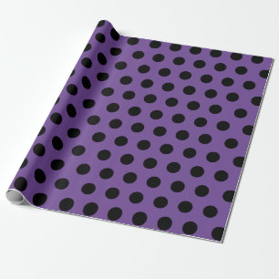 Black & Purple Medium Polka Dot Wrapping Paper