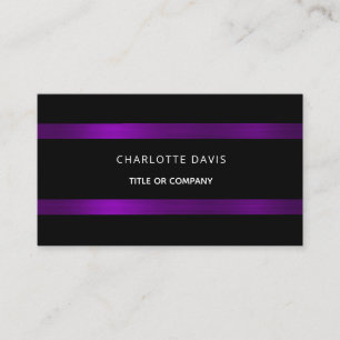 Black purple monogram minimalist elegant business card