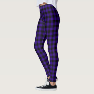 Black Purple Mulberry Blue Buffalo Plaid Leggings