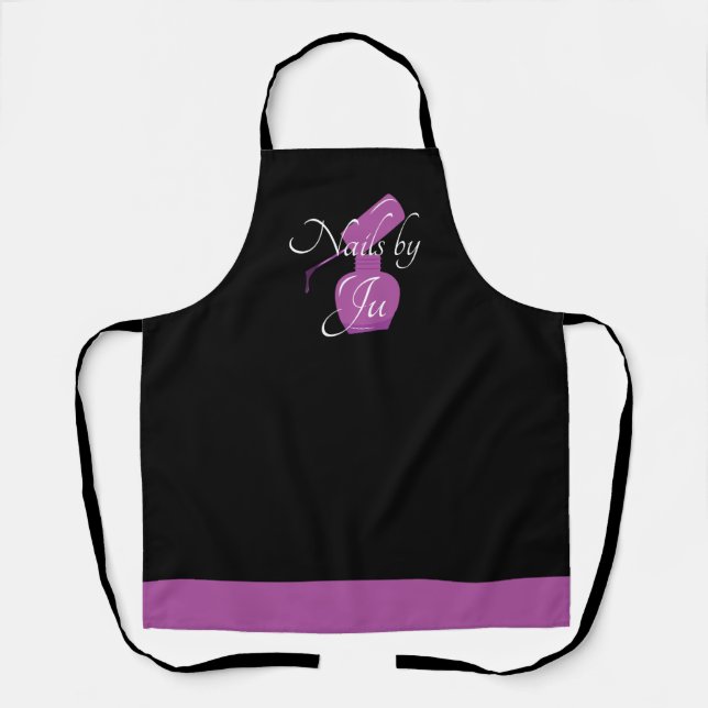 Black & Purple Nail Polish Personalised Apron (Front)