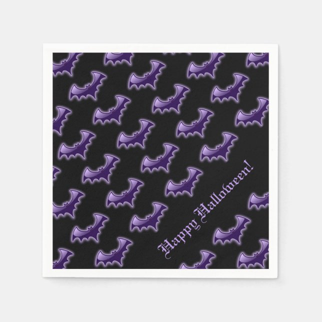 Black & Purple Night Wing Bats Napkin (Front)