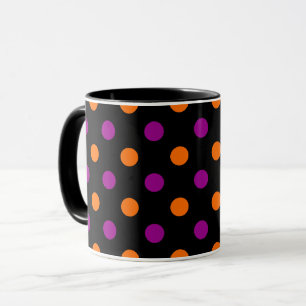 Black Purple Orange Polka Dot Pattern Mug
