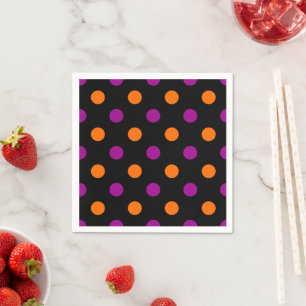 Black Purple Orange Polka Dot Pattern Napkin