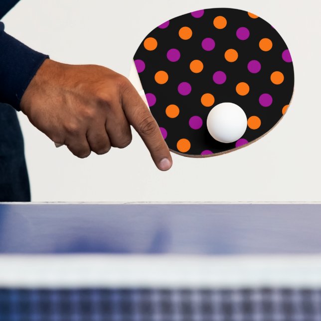 Black Purple Orange Polka Dot Pattern Ping Pong Paddle (Insitu)