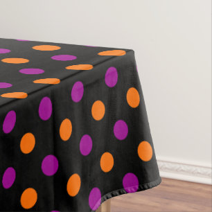 Black Purple Orange Polka Dot Pattern Tablecloth