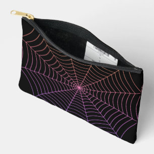 Black purple orange spider web Halloween pattern Accessory Pouch