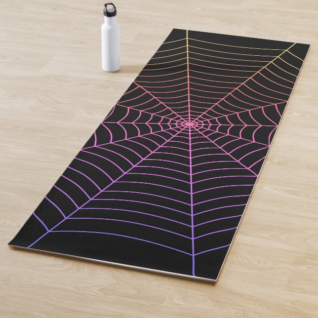 Black purple orange spider web Halloween pattern Yoga Mat (In Situ)
