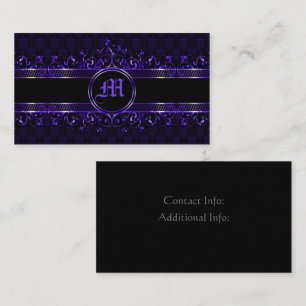 Black & Purple Ornate Gothic Monogrammed  Business Card