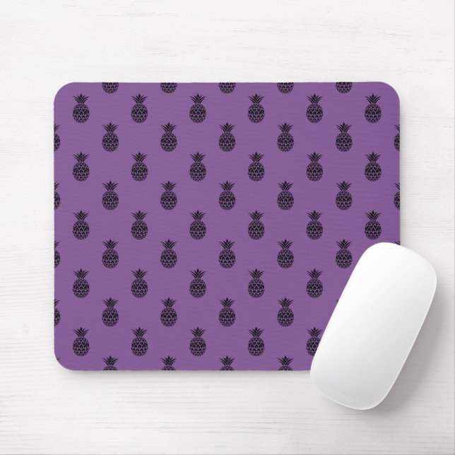 Black Purple Pineapple Tropical Fruit Summer Mouse Mat (With Mouse)