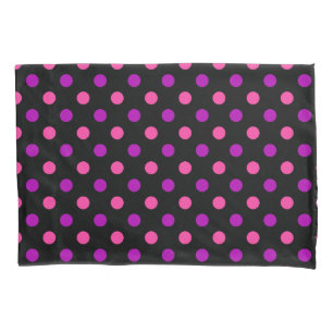 Black Purple Pink Polka Dots Pattern  Pillowcase