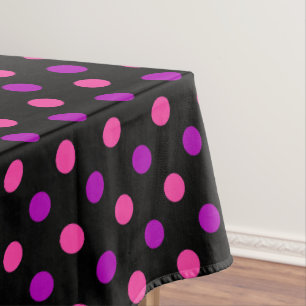 Black Purple Pink Polka Dots Pattern Tablecloth