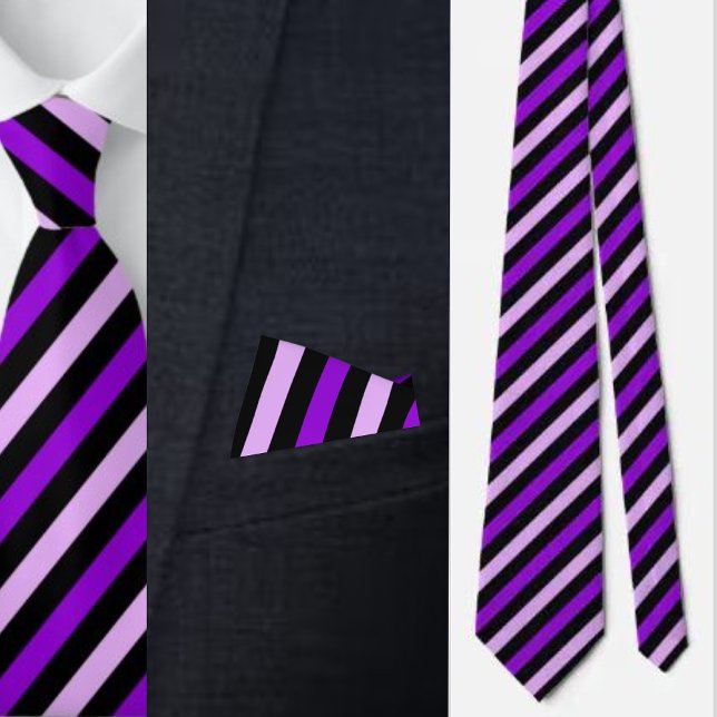 Black Purple Pink Stripes Abstract Pattern     Tie (Creator Uploaded)