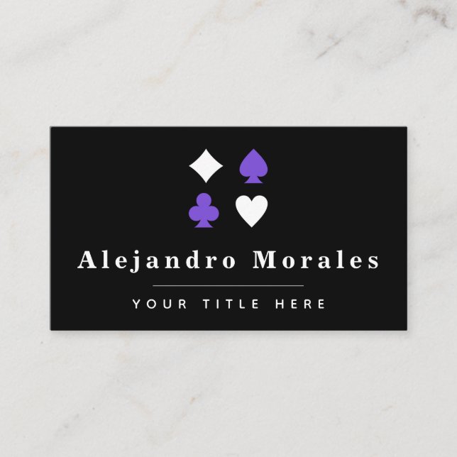 Black & Purple Poker Theme Card Game Casino Cool (Front)