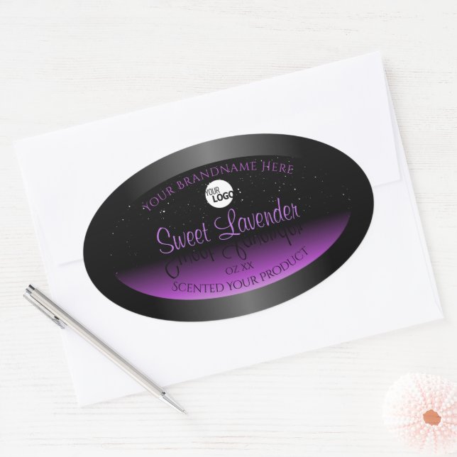 Black Purple Product Labels Soft Glitter with Logo (Envelope)