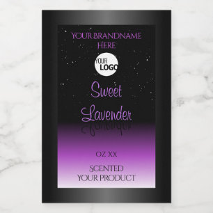 Black Purple Product Labels Soft Glitter with Logo