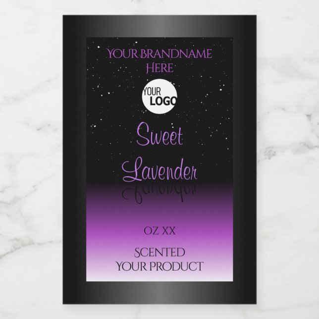 Black Purple Product Labels Soft Glitter with Logo (Single Label)