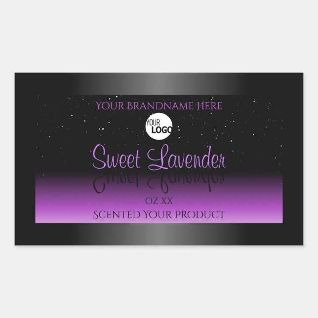 Black Purple Product Labels Soft Glitter with Logo (Front)