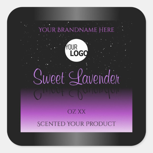 Black Purple Product Labels Soft Glitter with Logo (Front)