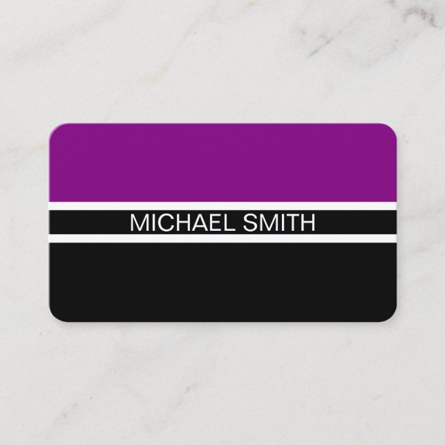 Black Purple Professional Elegant Modern Business Card (Front)