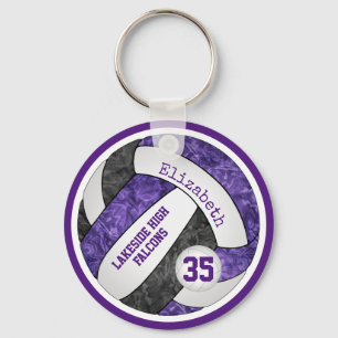 black purple school team colours girls volleyball key ring