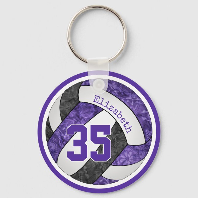 black purple school team spirit girls volleyball key ring (Front)